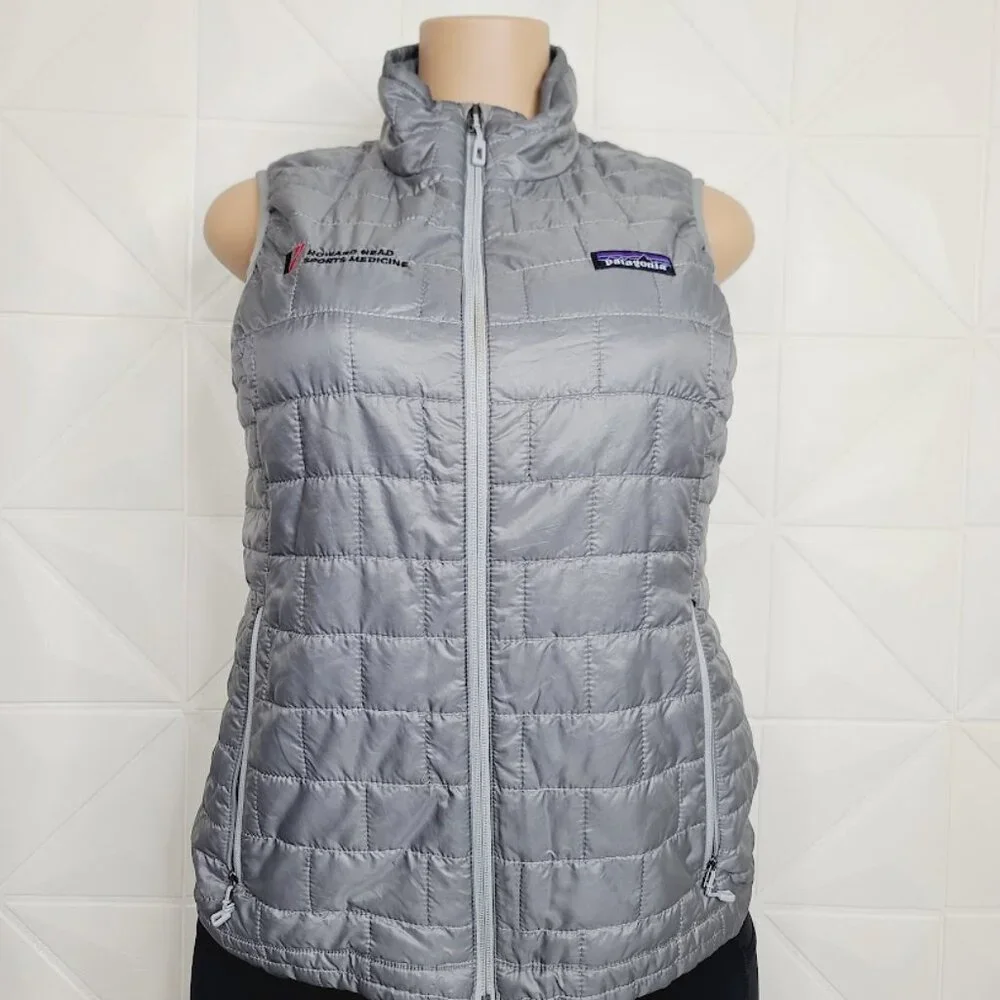 Patagonia Women's Gray Nano Puff Down Sleeveless Mock Neck Puffer Vest‎ Size M